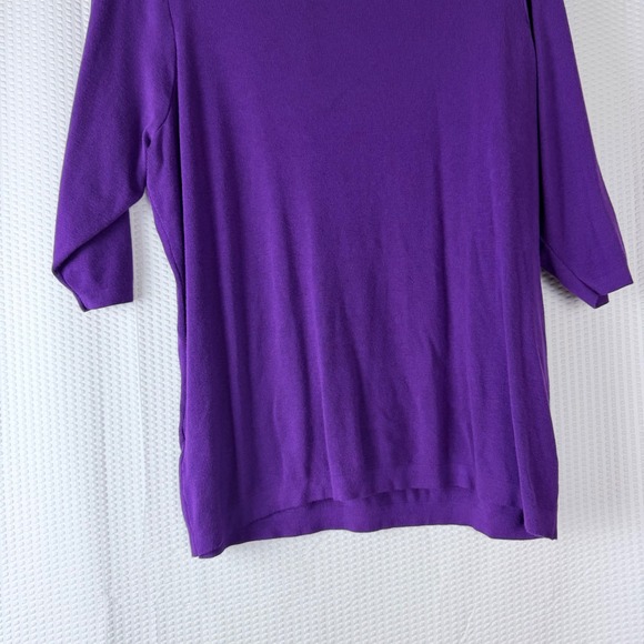ROZ & ALI Womens 3X Purple 3/4 Sleeve Crew Neck Knit Top Pullover Sweater - Picture 5 of 8